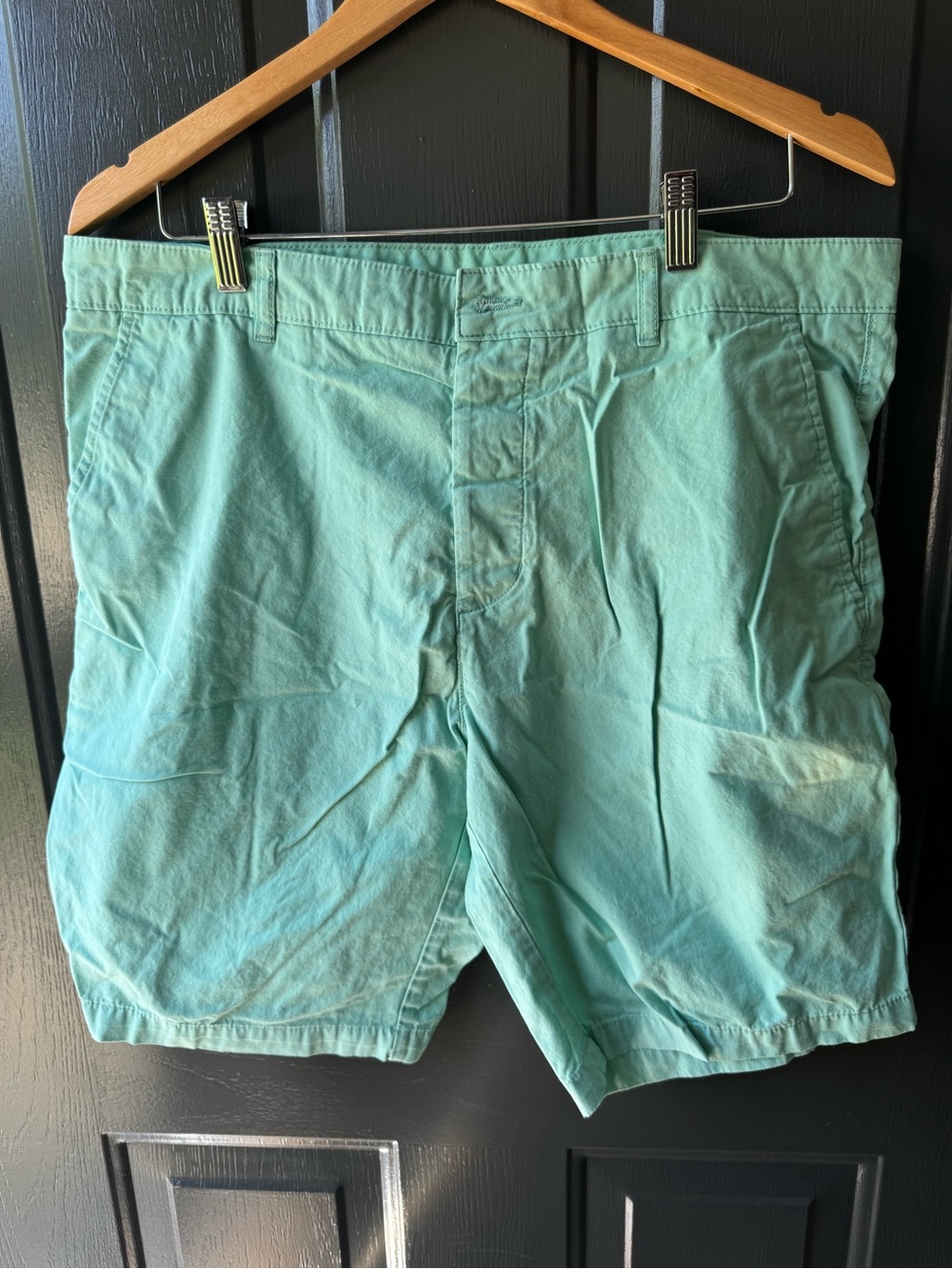 H&M Men's Mint Green Flat Front Cotton Shorts